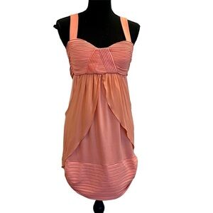 Supertrash peach pink draped chiffon sleeveless mini dress Sz M NWT